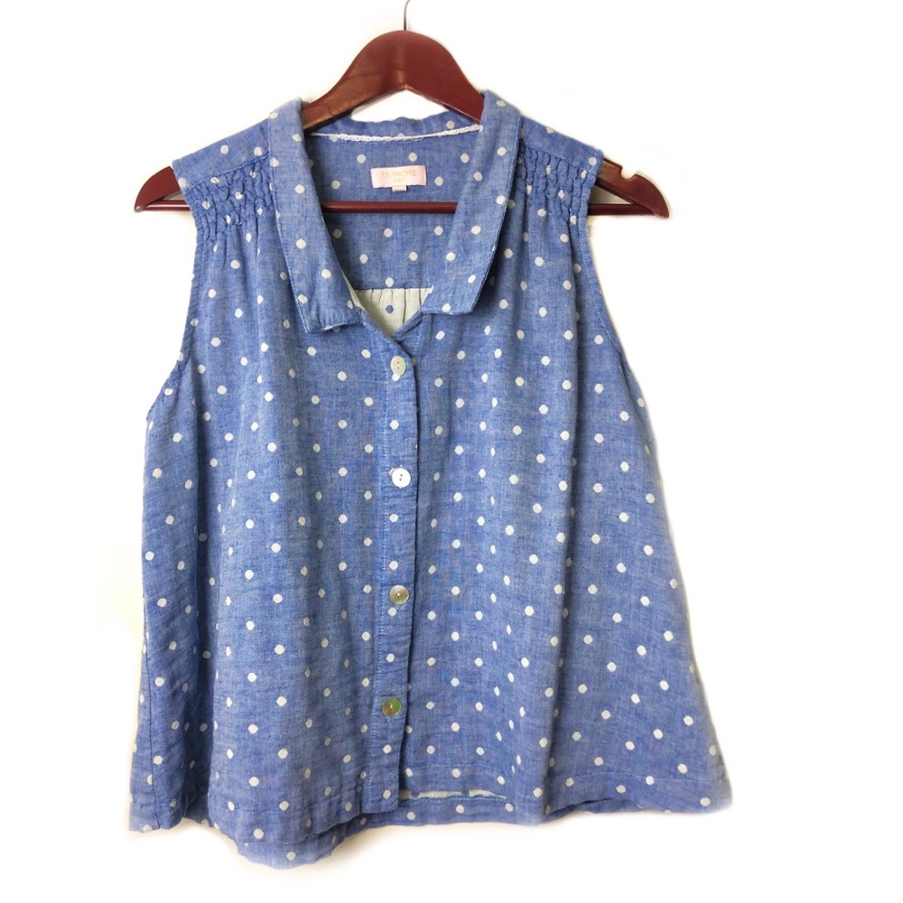 St. Tropez West Polka Dot Sleeveless Size Large